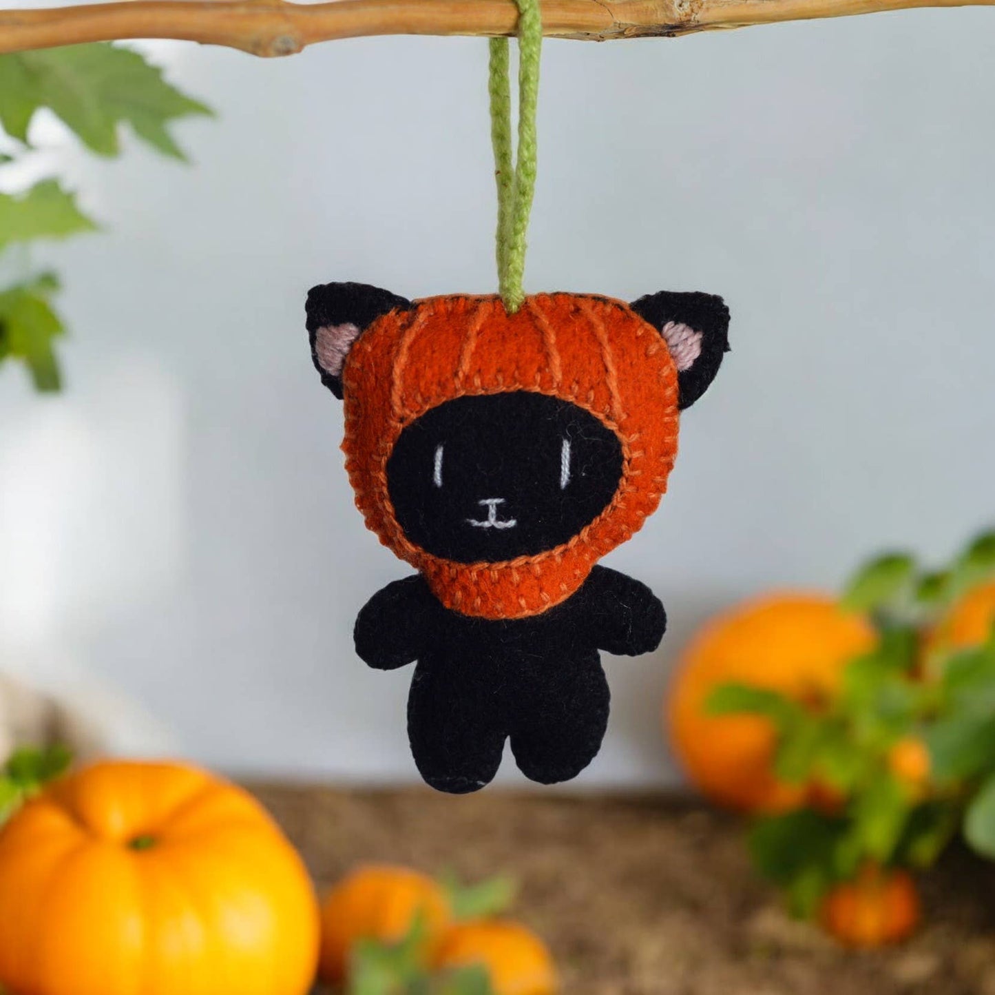 Pumpkin Head Halloween Cat Ornament