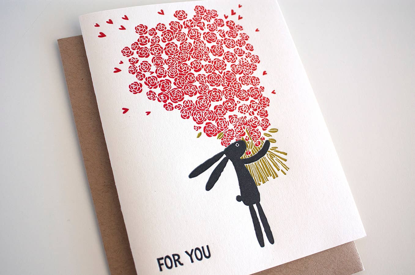 For You Roses Bunny Card