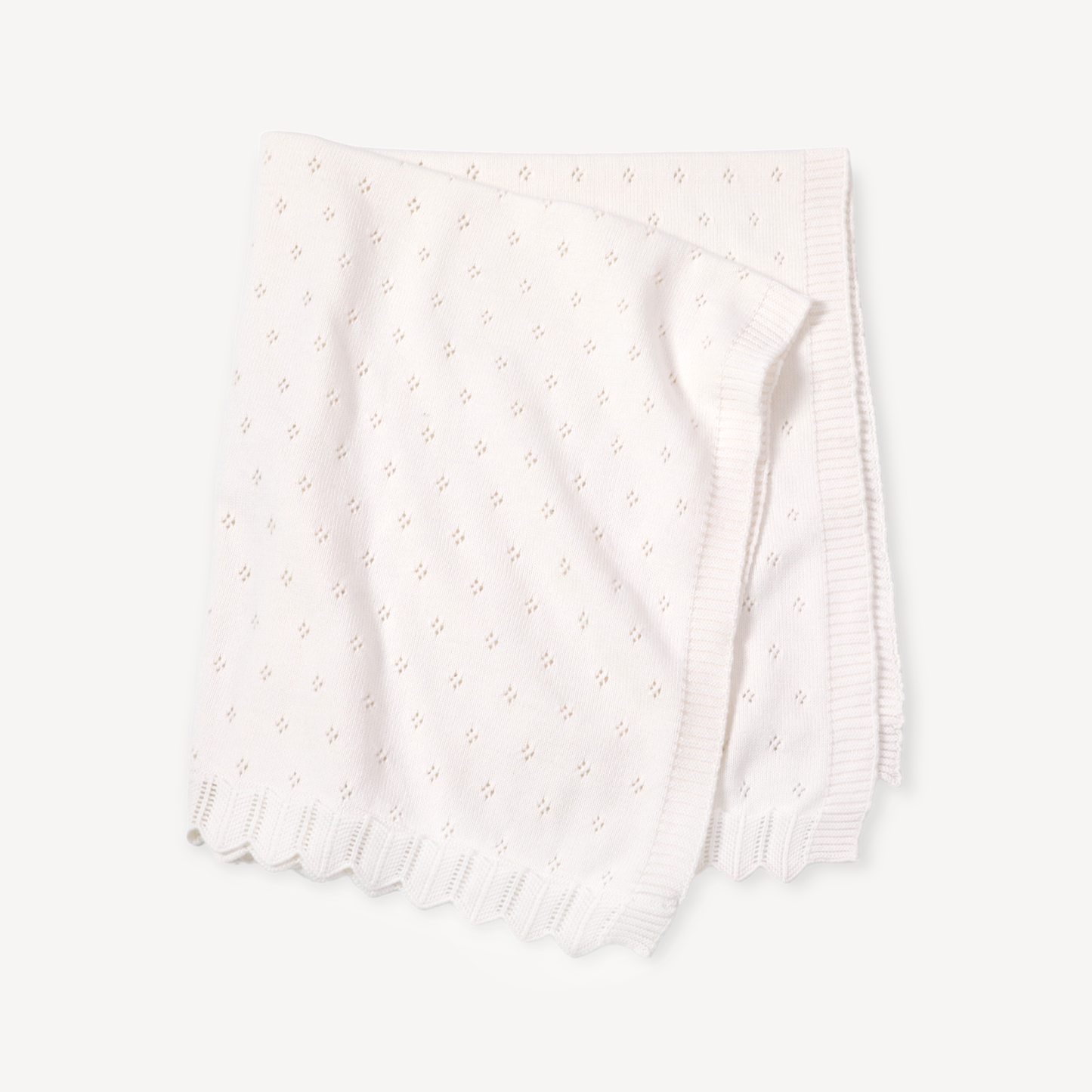 Dove White Classic Pointelle Knit Baby Blanket