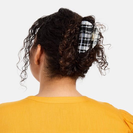 Suki Claw in Black + White Plaid