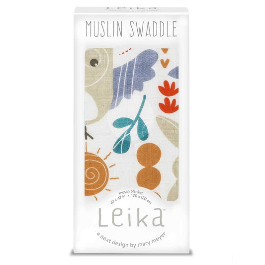 Lulujo x Leika Cotton Swaddle - Owl & Bunny