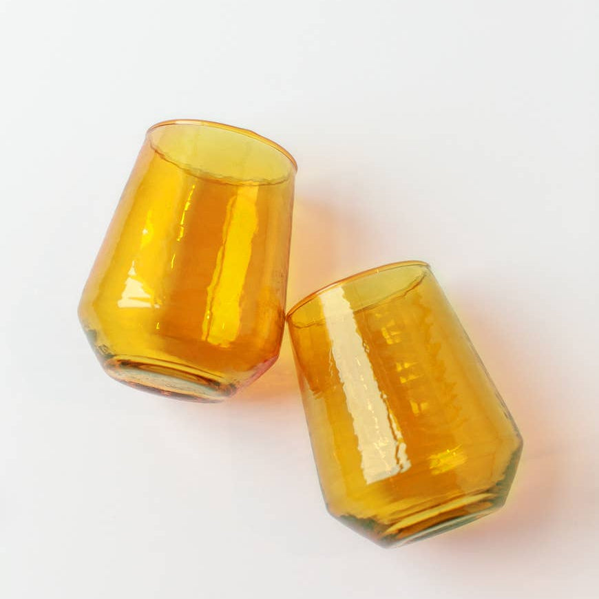 Handblown Hammered Glass Water Tumblers