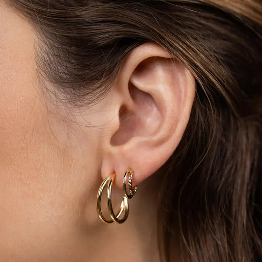 Illusion Double Hoop - Gold Earrings