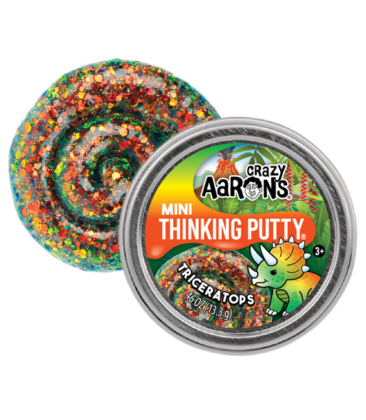 Mini Triceratops  2" Thinking Putty Tin