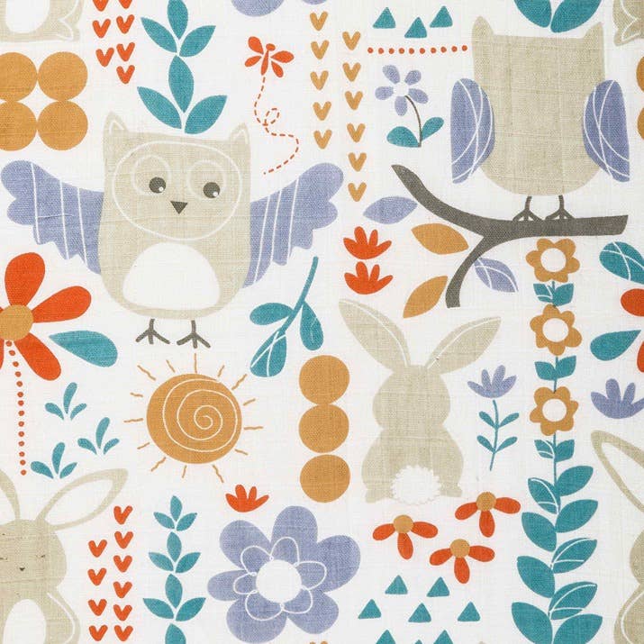Lulujo x Leika Cotton Swaddle - Owl & Bunny