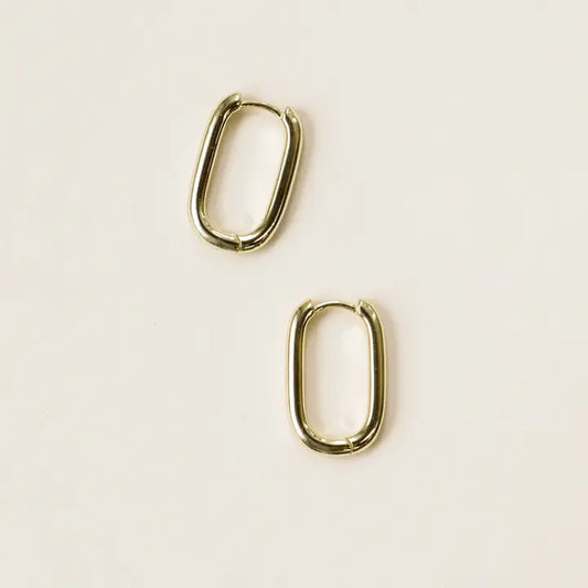 Gold Hoop - Large Rectangle - Earrings