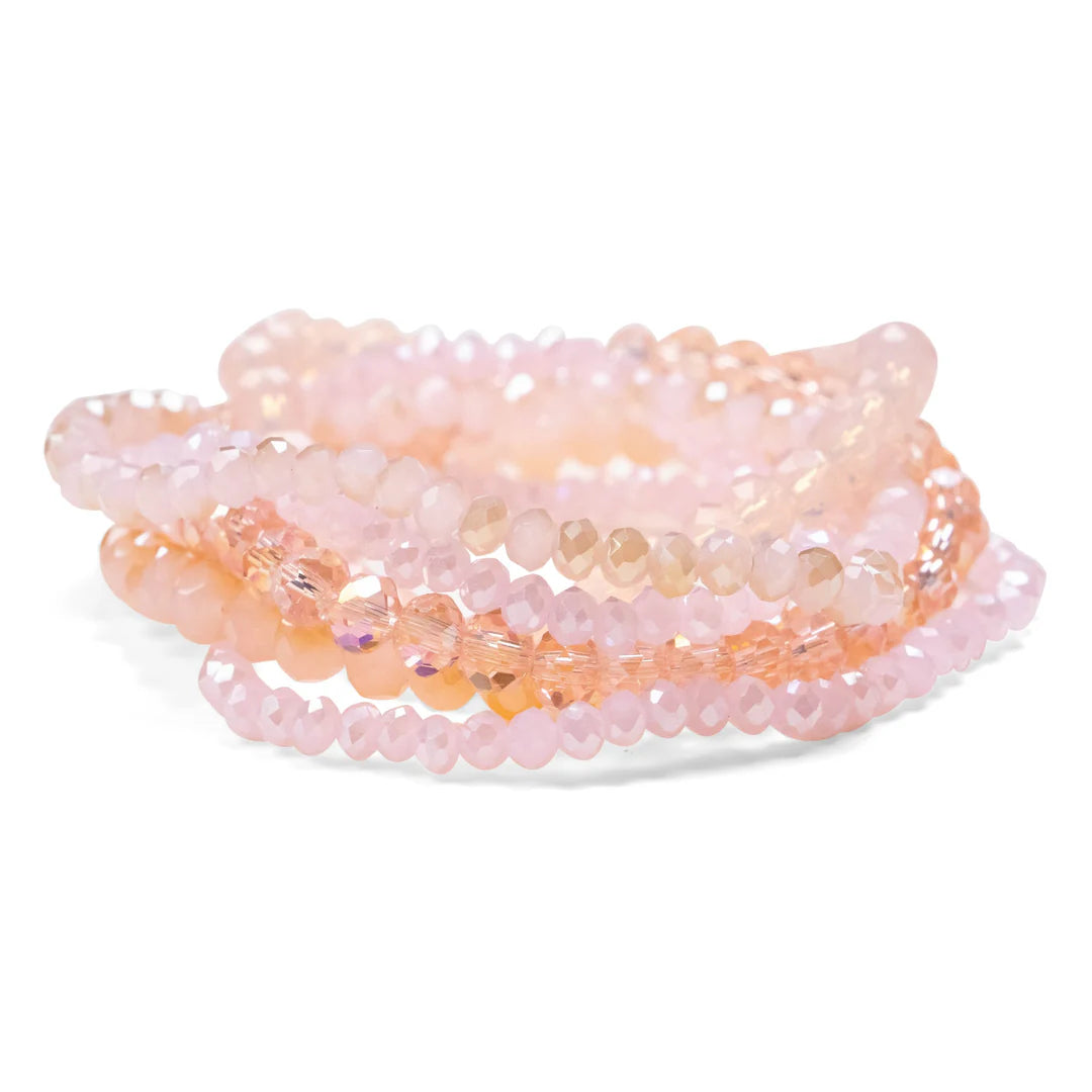 Peach Crystal Frost Beaded Bracelets