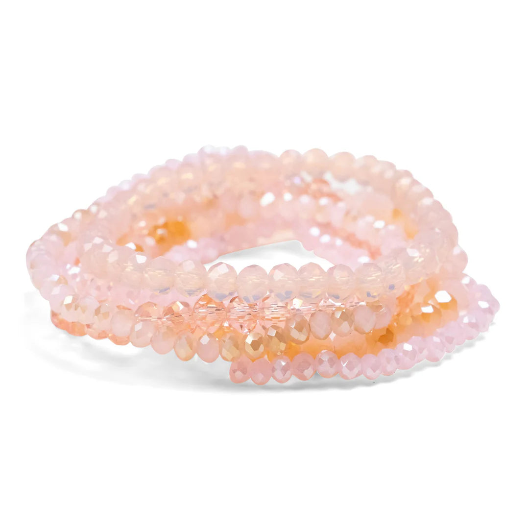 Pink Crystal Frost Beaded Bracelet Set