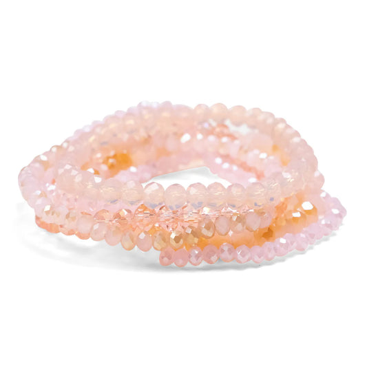Pink Crystal Frost Beaded Bracelet Set