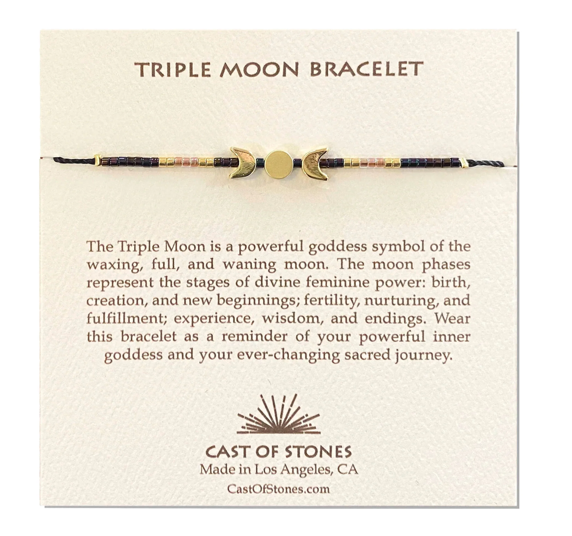 Triple Moon Bracelet - Deep Purple/ Gold