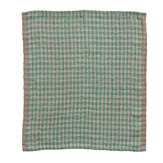 Aqua Gingham Woven Linen Napkin Set