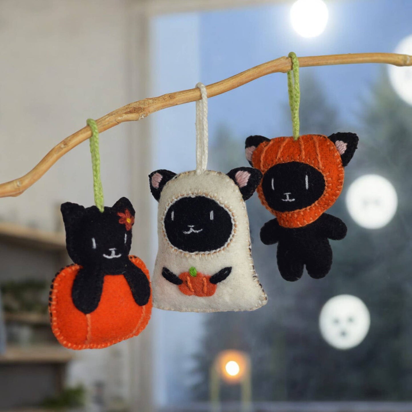 Pumpkin Head Halloween Cat Ornament