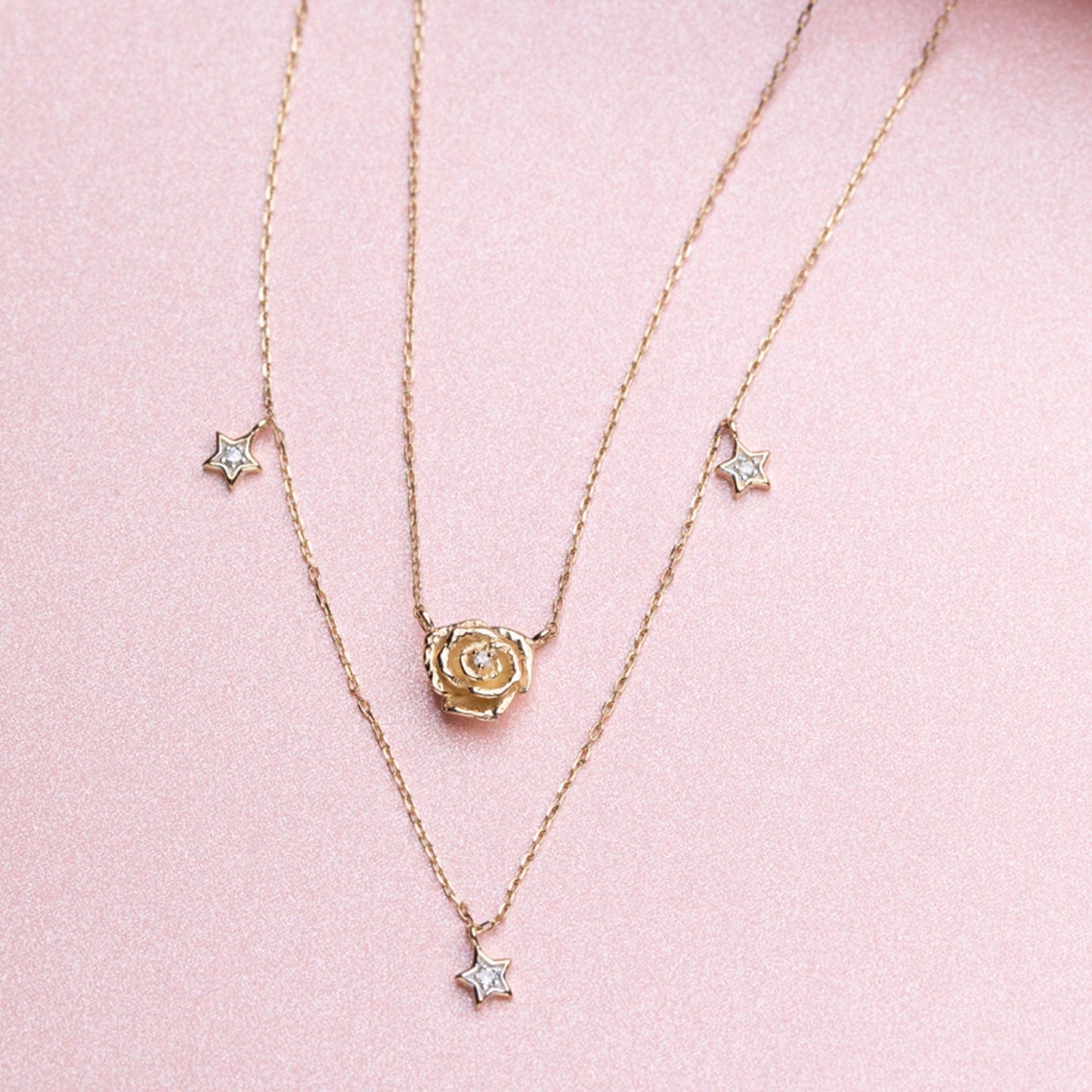 Rose 14kt Gold Diamond Pendant