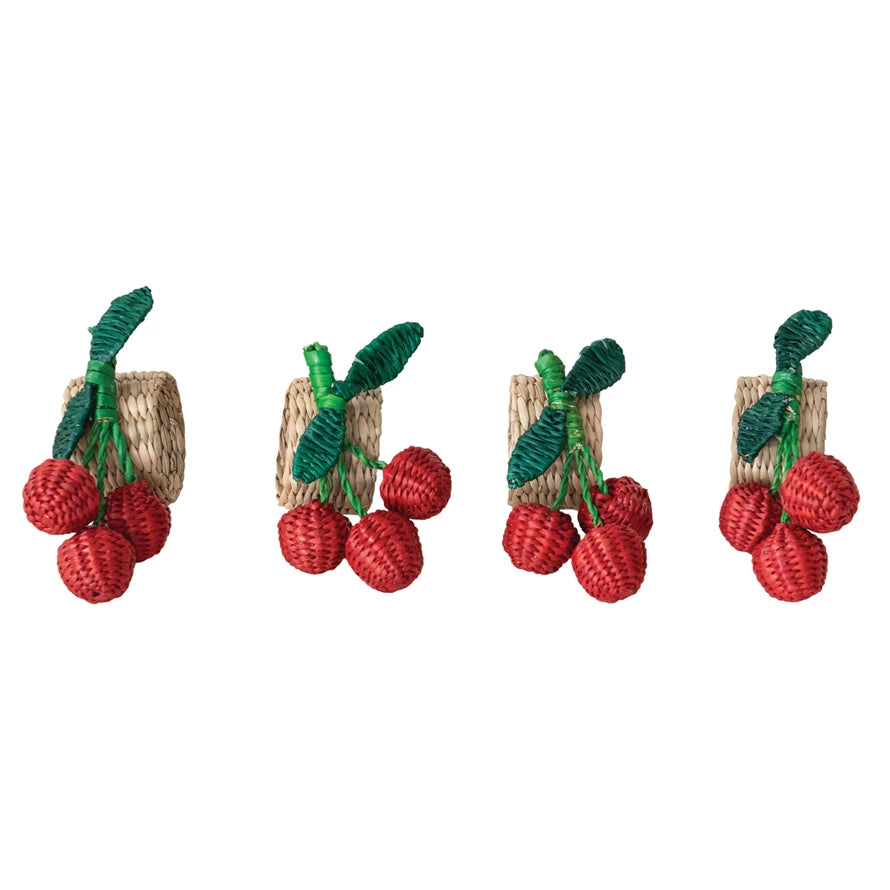 Woven Cherry Napkin Rings Set of 4