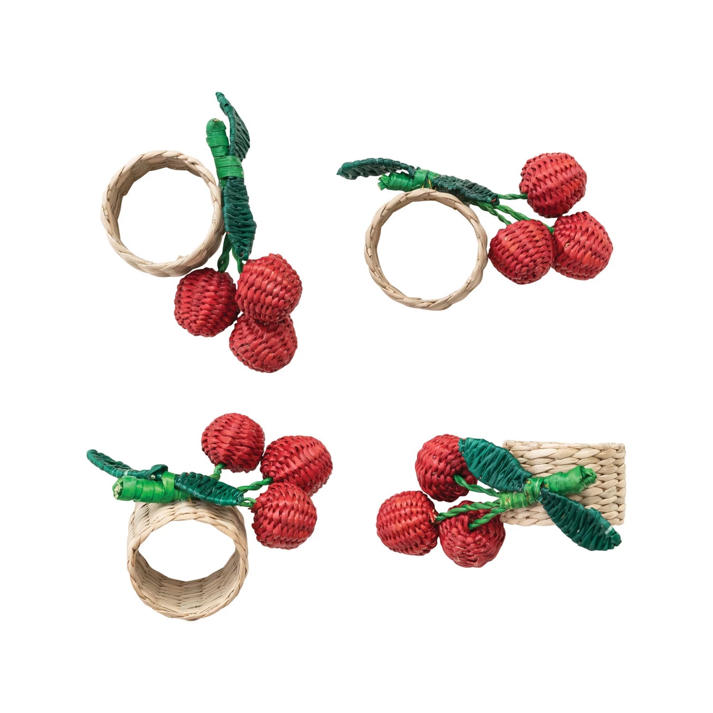 Woven Cherry Napkin Rings Set of 4