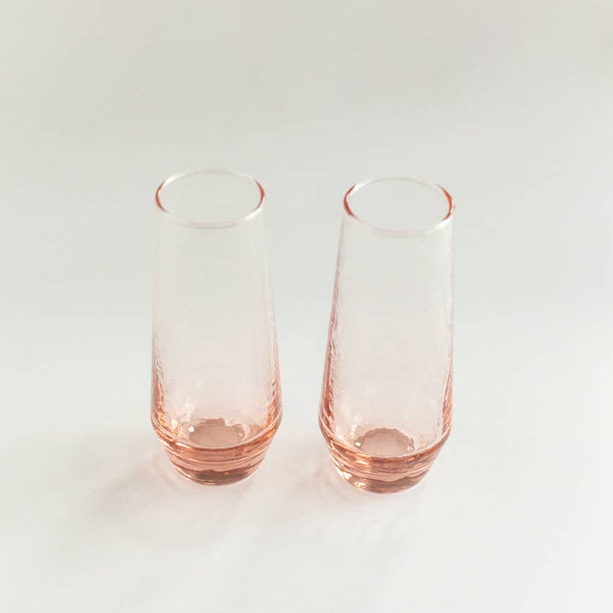Handblown Hammered Champagne Flutes