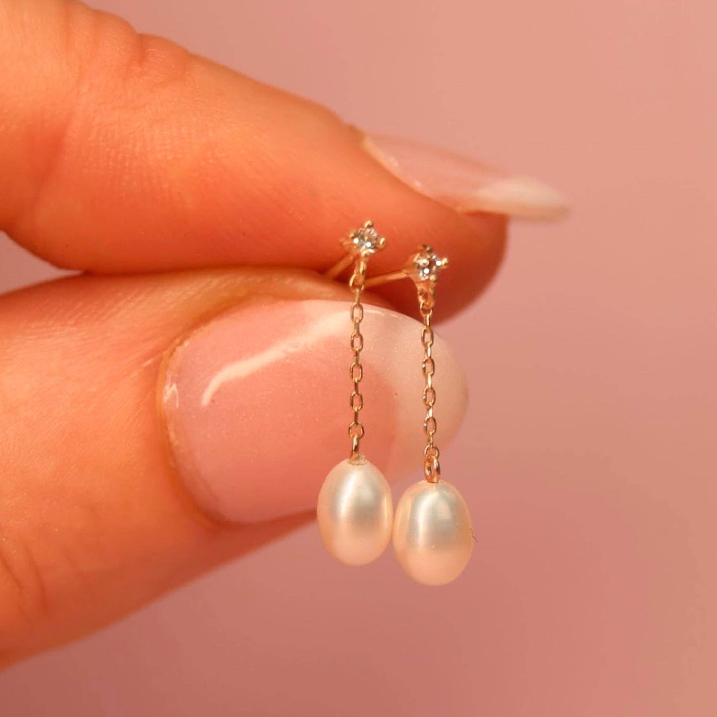 Pearl and Sapphire Droplet 14kt Studs