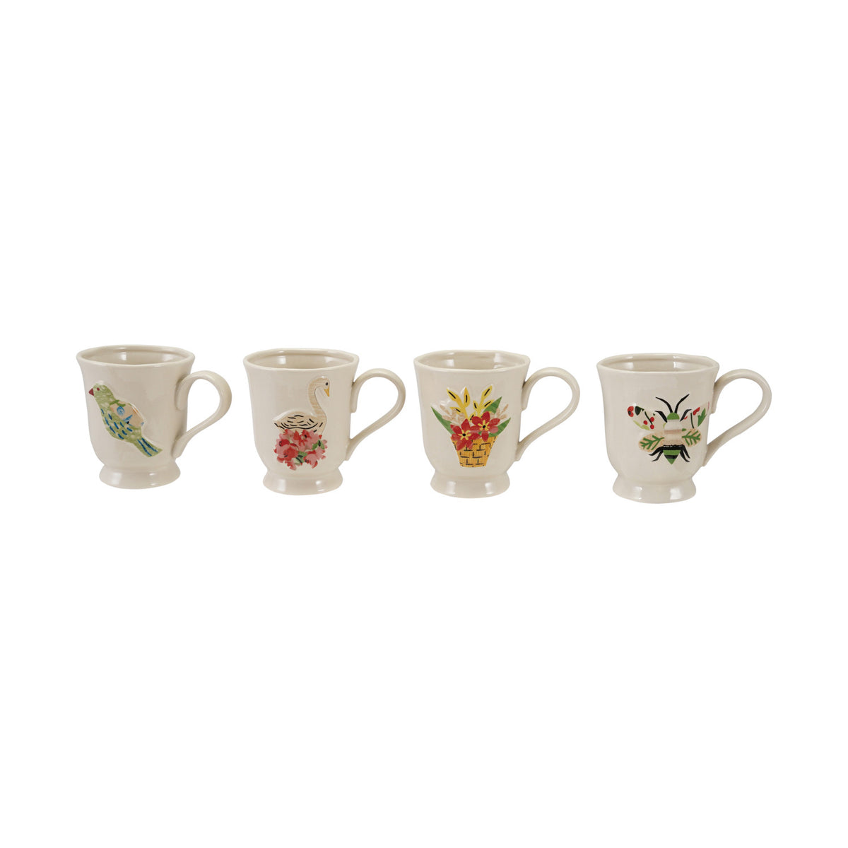 Embossed Stoneware Footed Mug with Holiday Icon