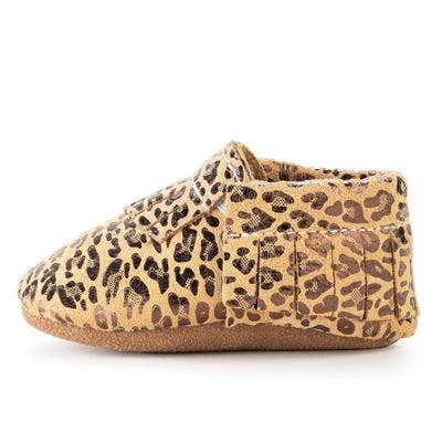 Leopard Print Leather Baby Moccasins