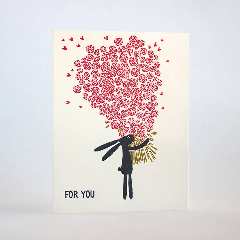 For You Roses Bunny Card
