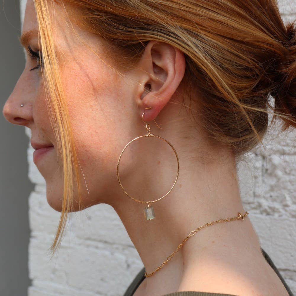 Labradorite Textured Hoops