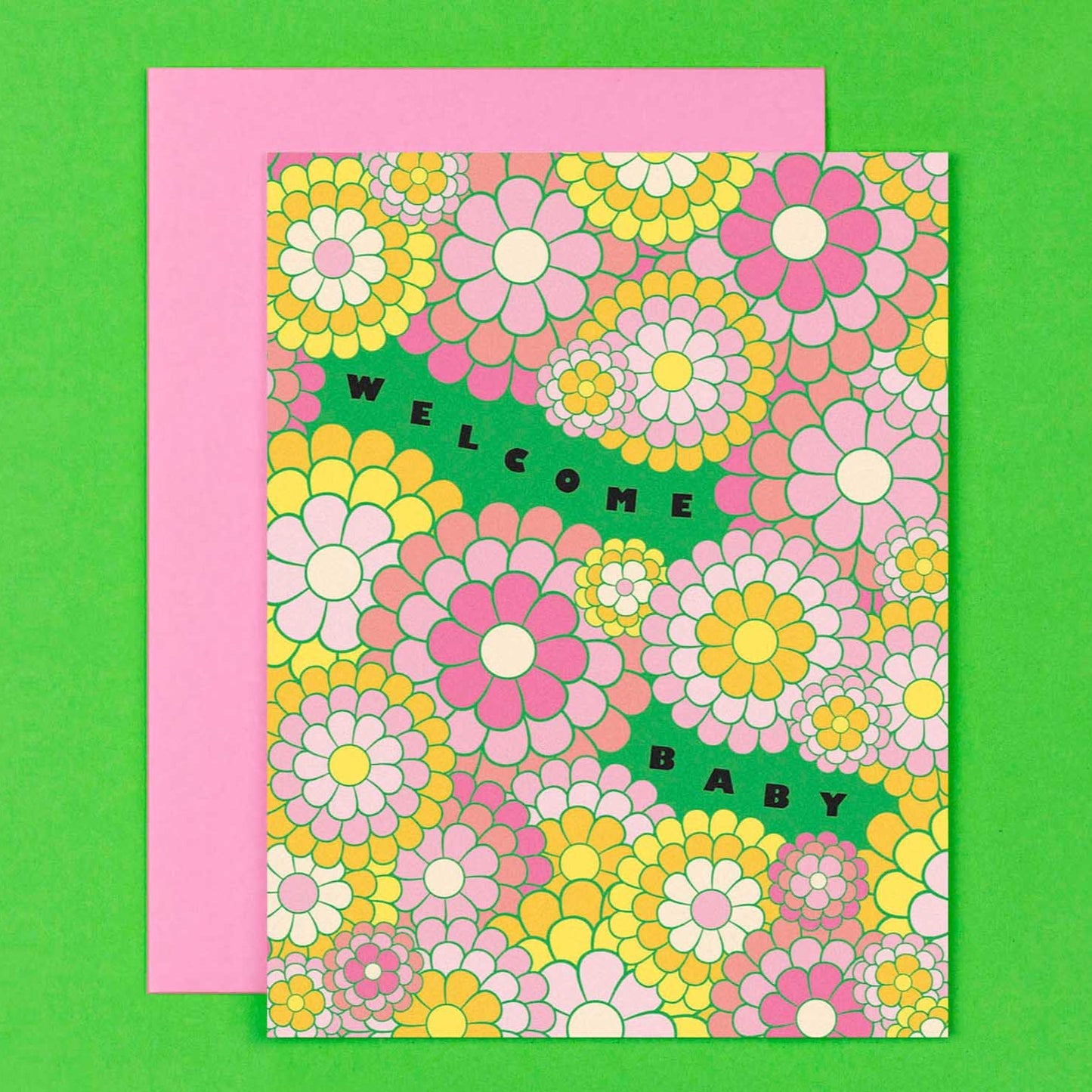 Zinnias Baby Card