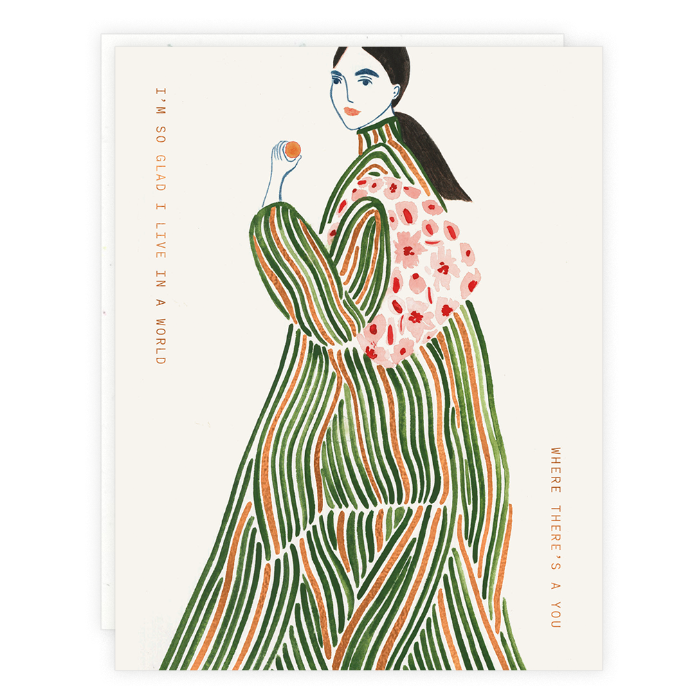 Green Coat Lady Card