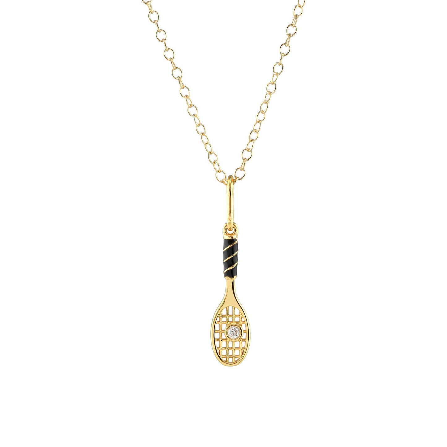 Tennis Racket Enamel Charm Necklace