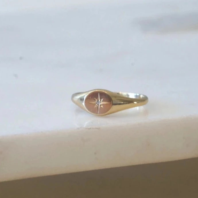 Baby Signet Diamond Ring