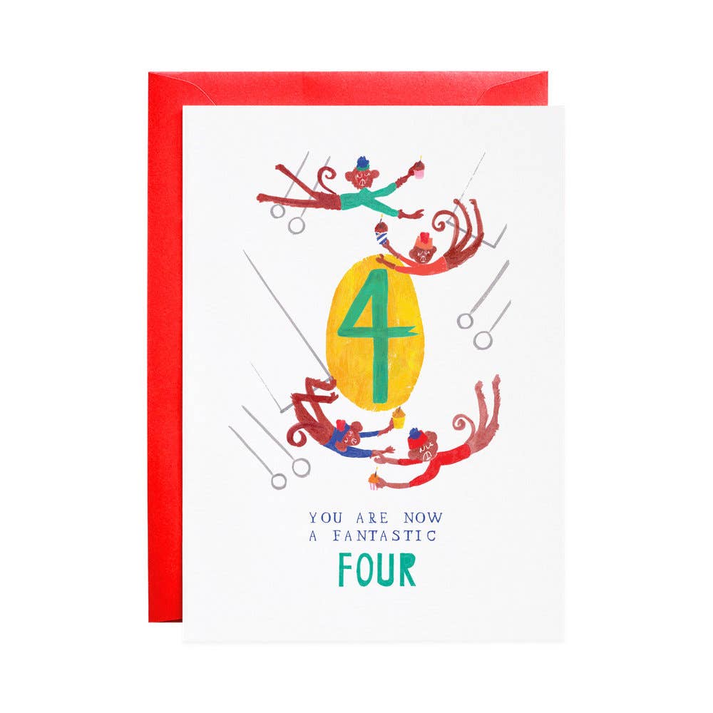 Four Mischievous Monkeys Card