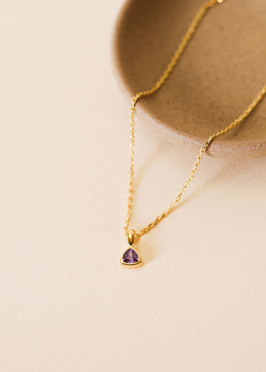 Lavender Triangle Pendant Necklace