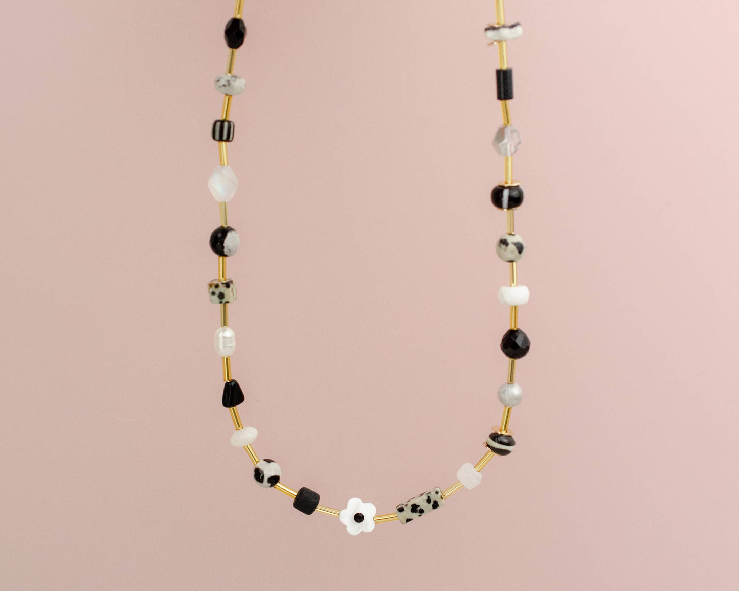 Black and White Beaded Necklace