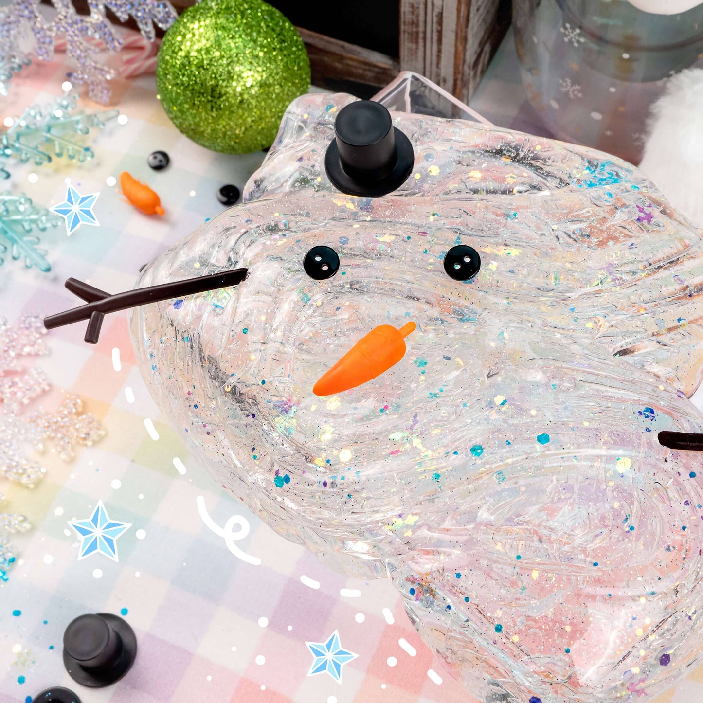 Melted Snowman Clear Putty Slime