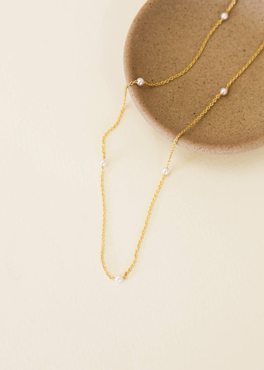 Dainty Pearl Station Necklace