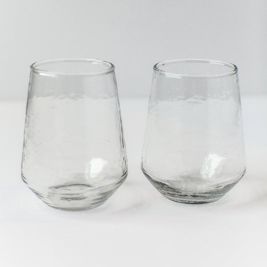 Handblown Hammered Glass Water Tumblers