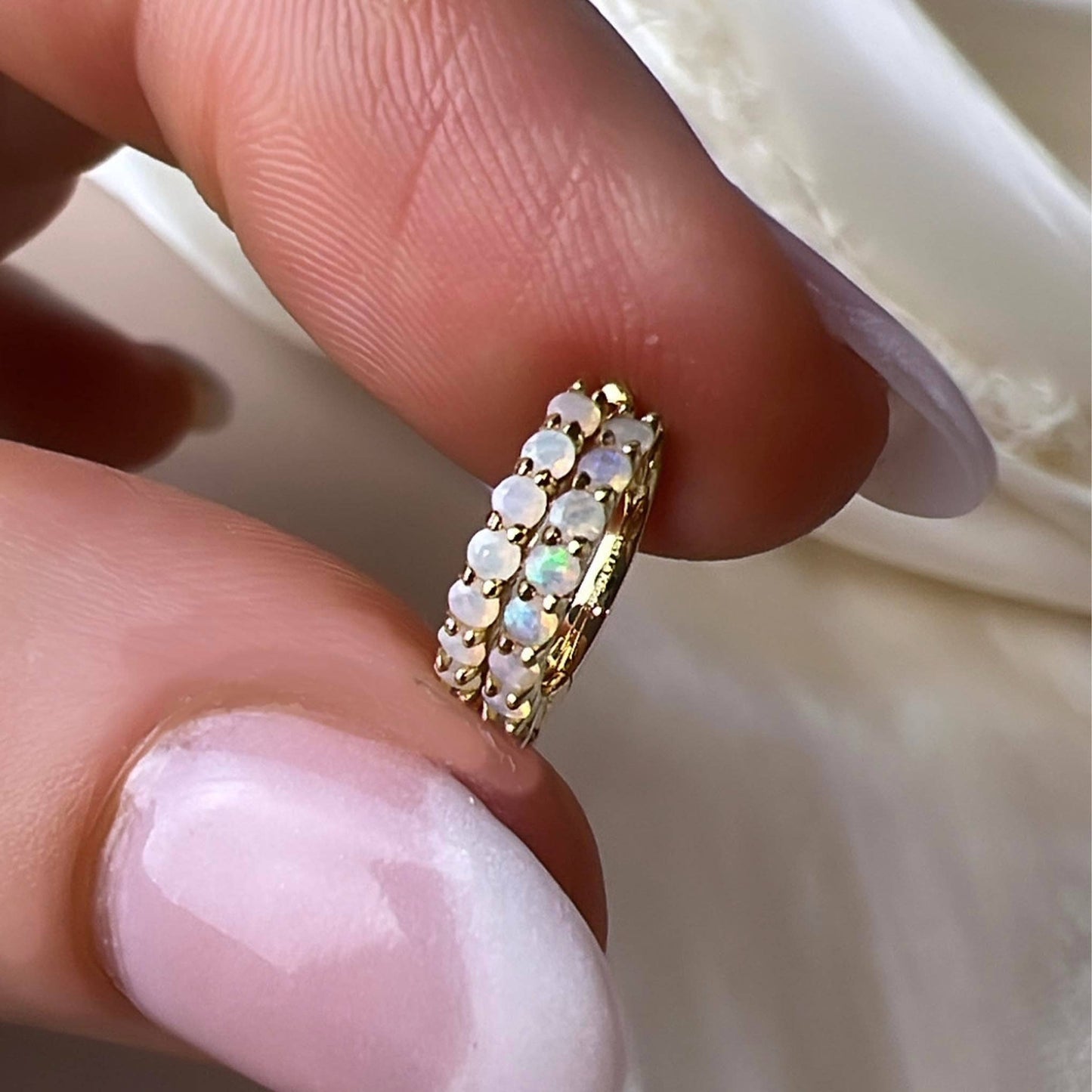 Opal Mini 14kt Gold Huggies