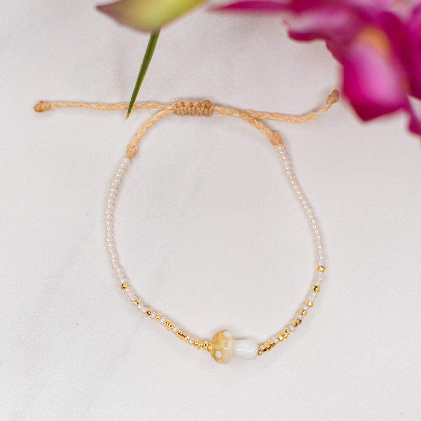 Mushroom Beaded String Bracelet