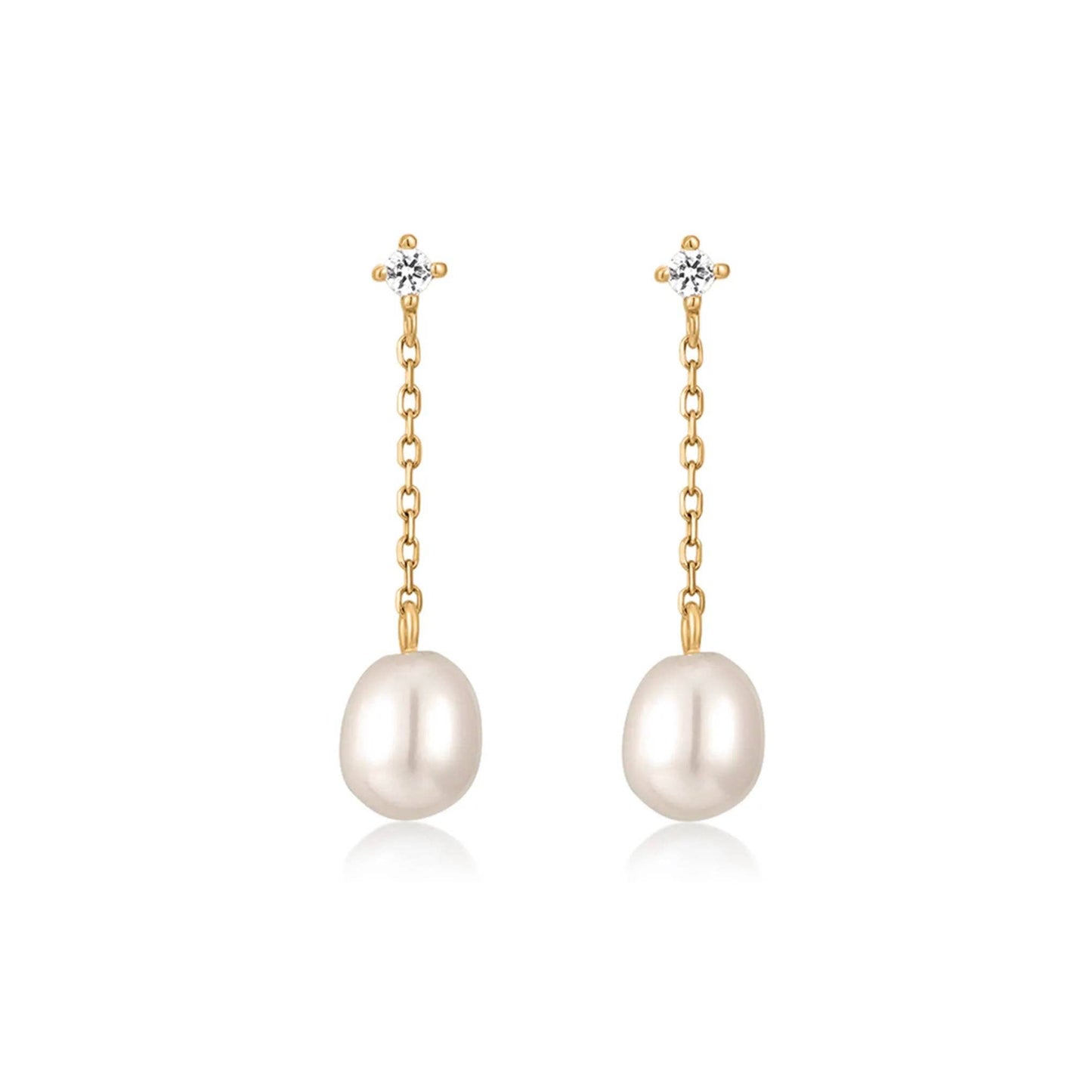 Pearl and Sapphire Droplet 14kt Studs