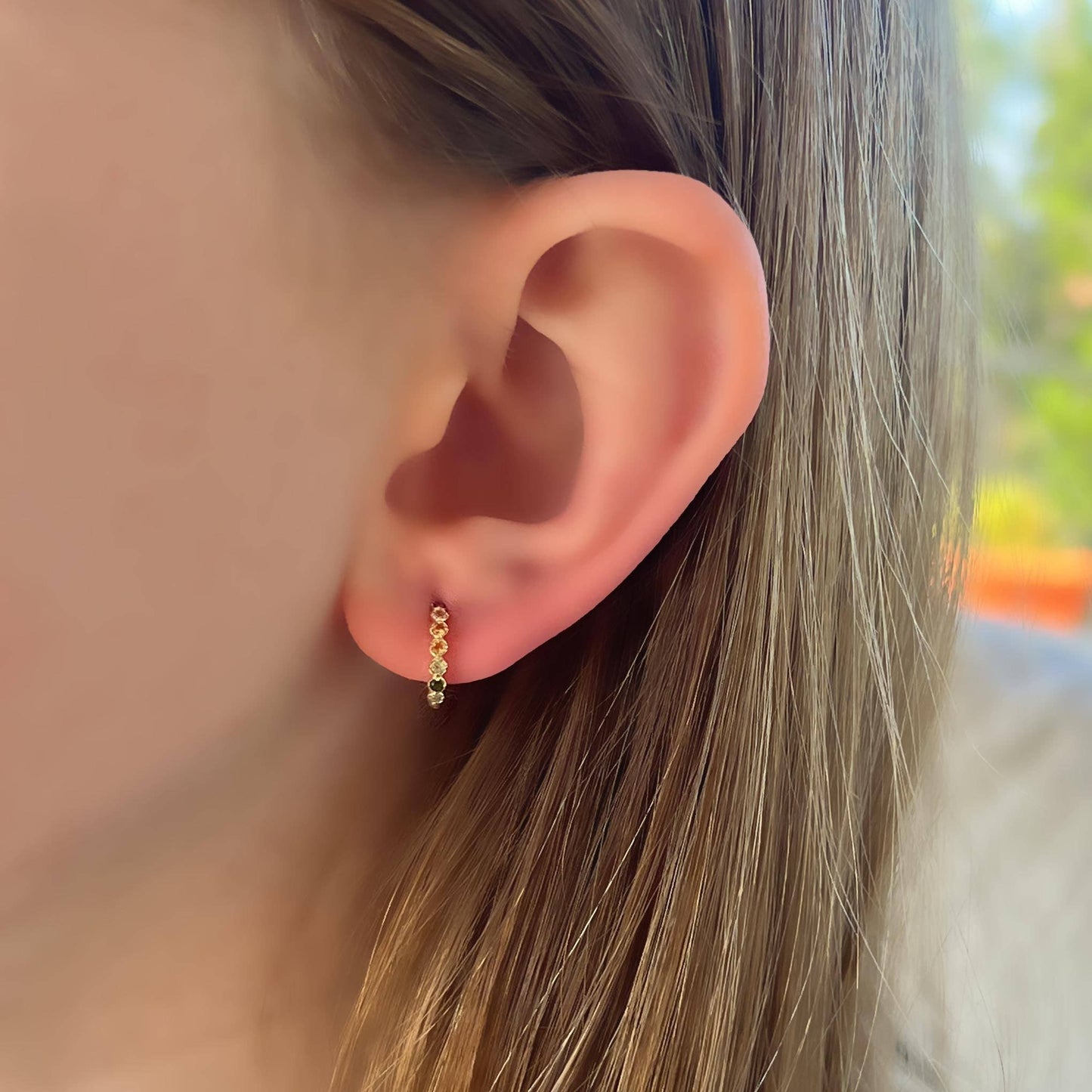 Rainbow Mini 14kt Gold Hoops