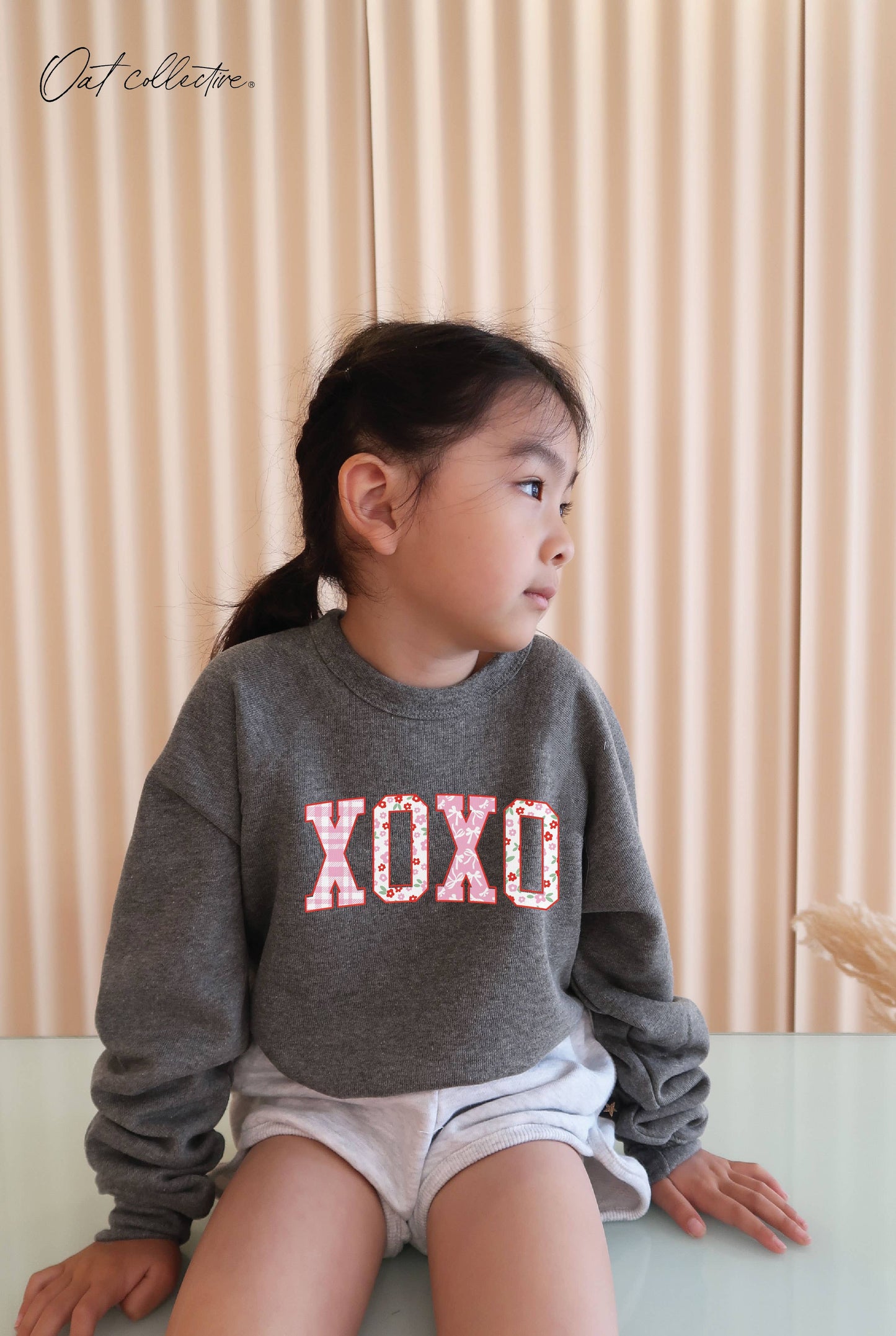 XOXO WITH PATTERN Toddler Graphic Sweatshirt