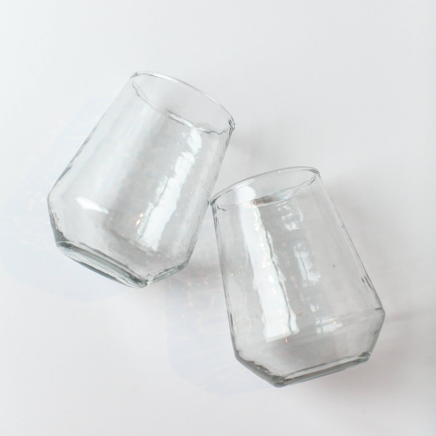 Handblown Hammered Glass Water Tumblers