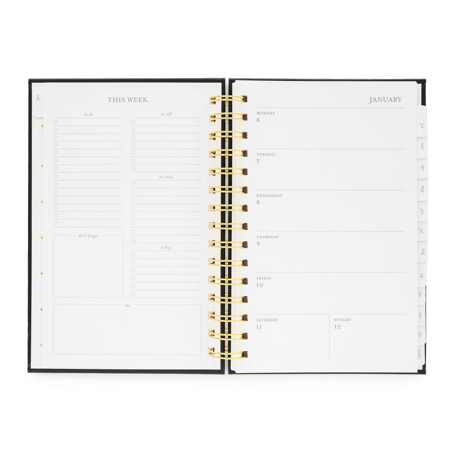 2025 Black Small Spiral Planner