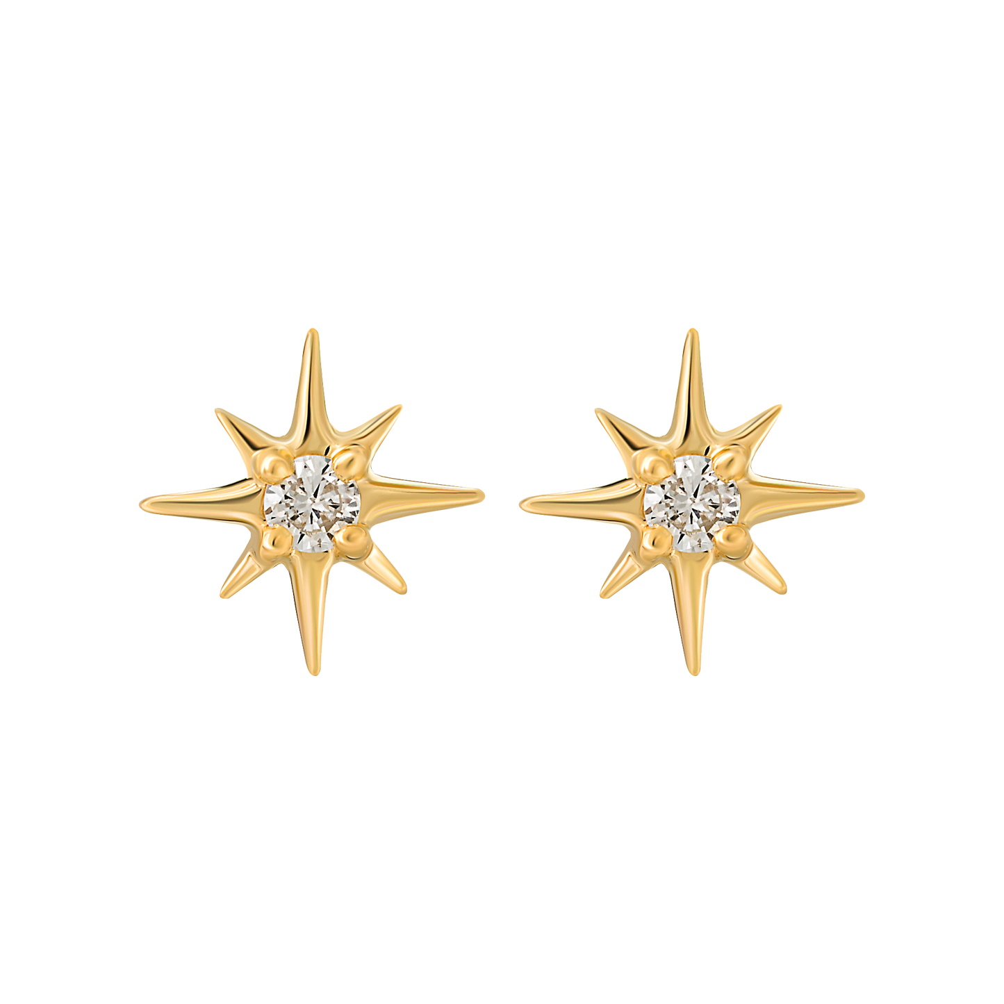 Mini Diamond Star 14kt Gold Studs