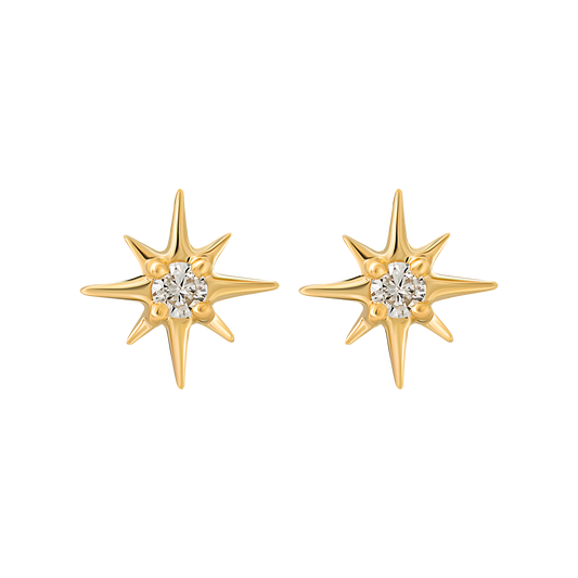 Mini Diamond Star 14kt Gold Studs