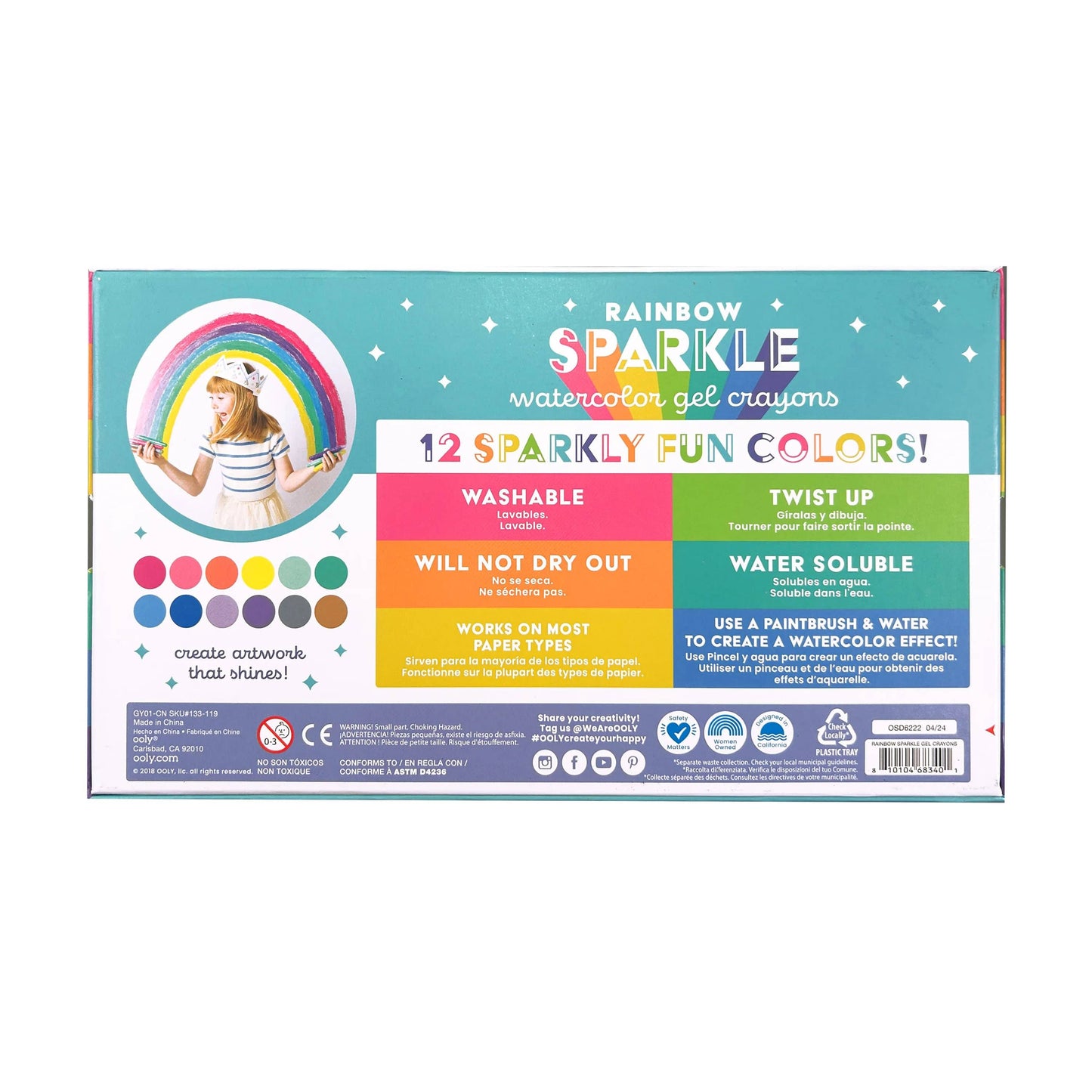 Rainbow Sparkle Metallic Watercolor Gel Crayons