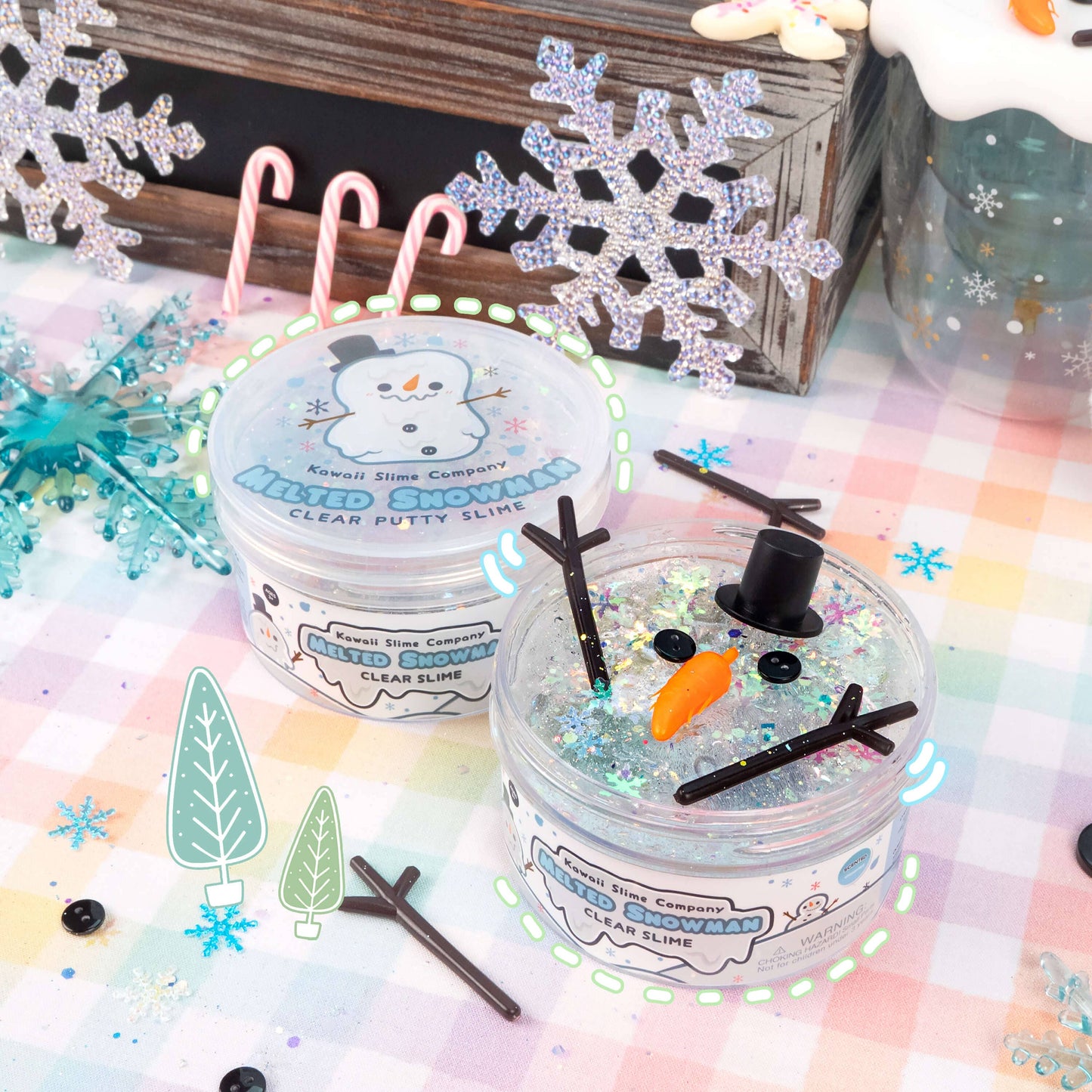 Melted Snowman Clear Putty Slime