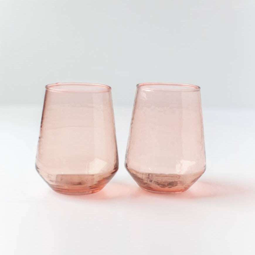 Handblown Hammered Glass Water Tumblers