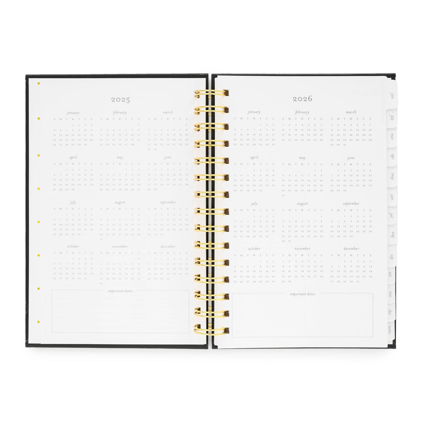 2025 Black Small Spiral Planner