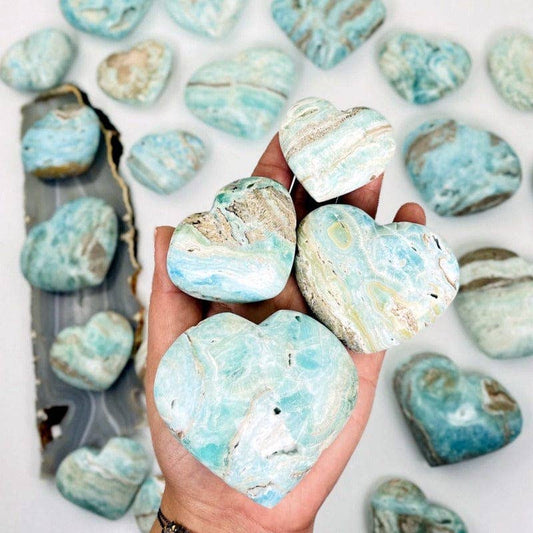 Blue Aragonite Heart Stones