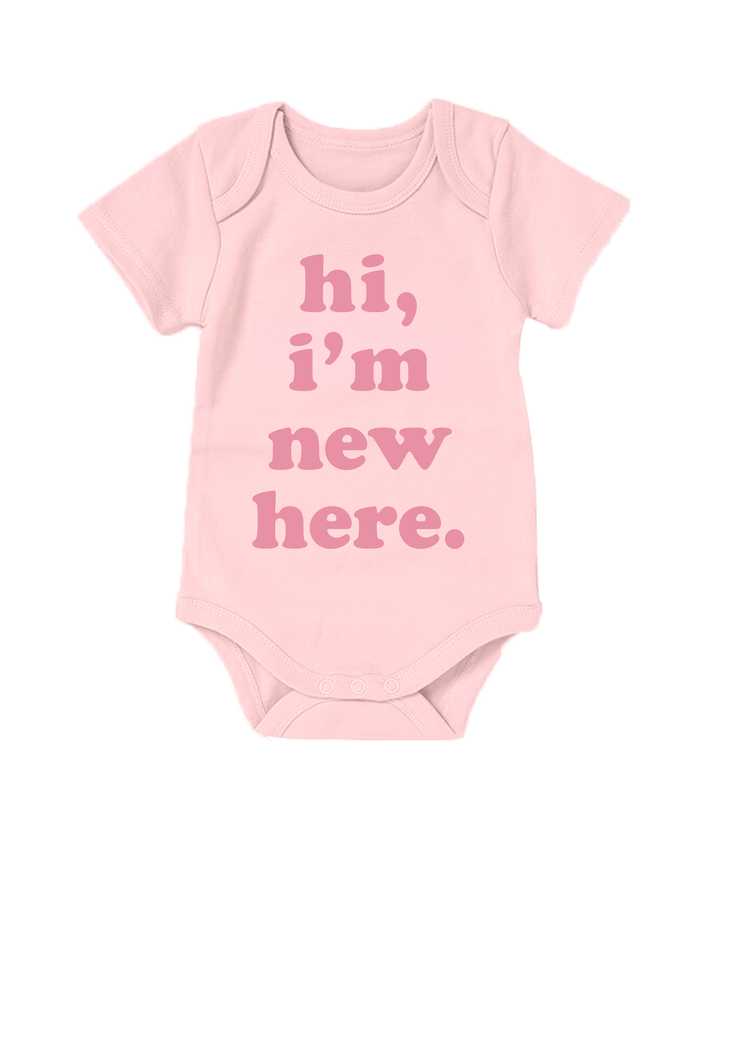 Pink Hi I'm New Here Baby Onesie